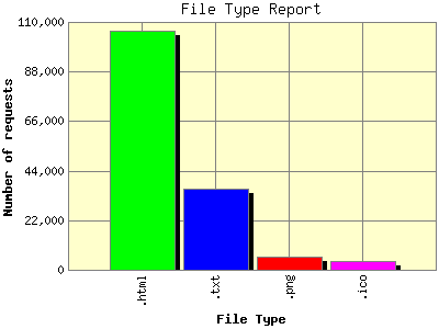 File Type Report: Number of requests by File Type.